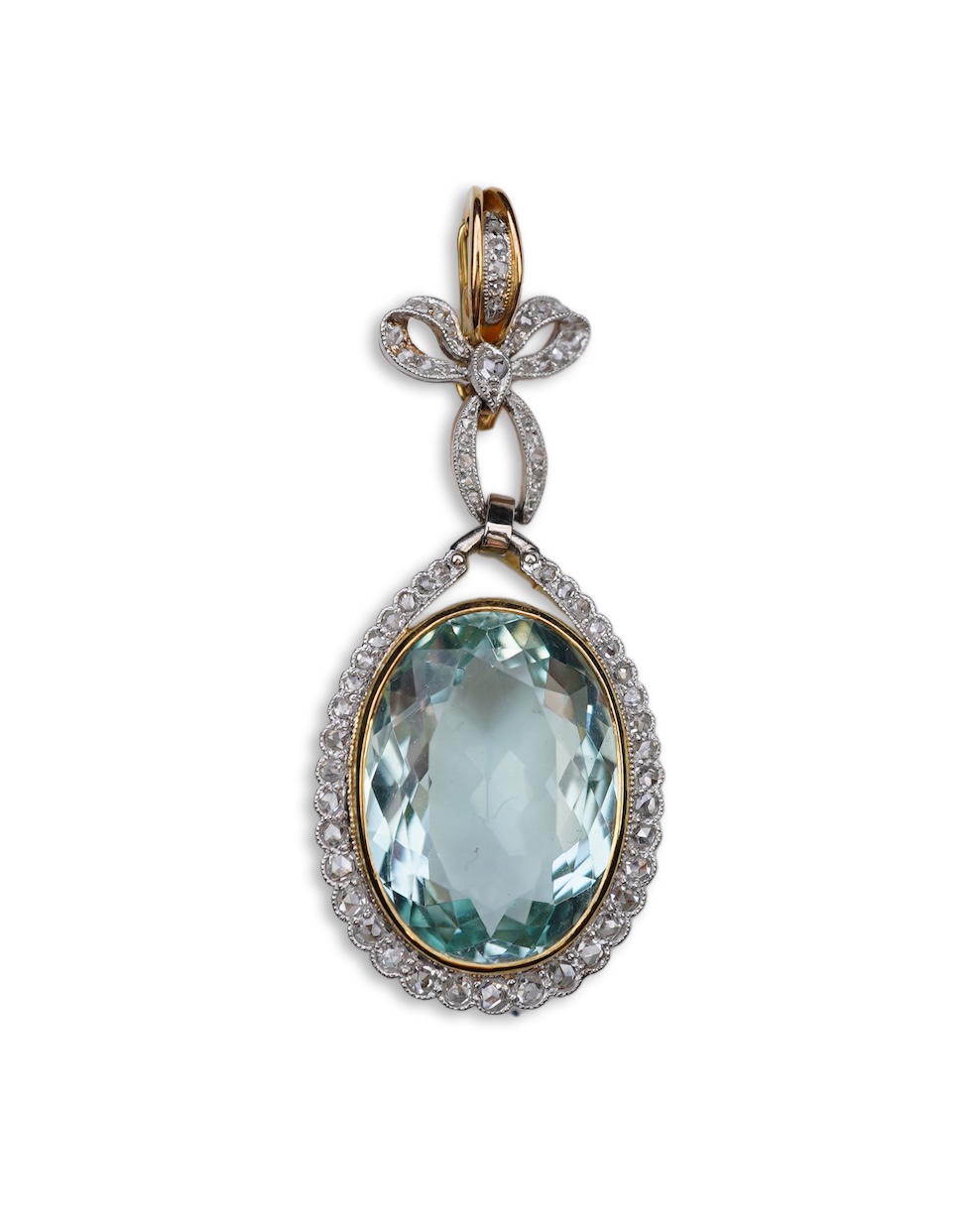 An aquamarine and diamond pendant